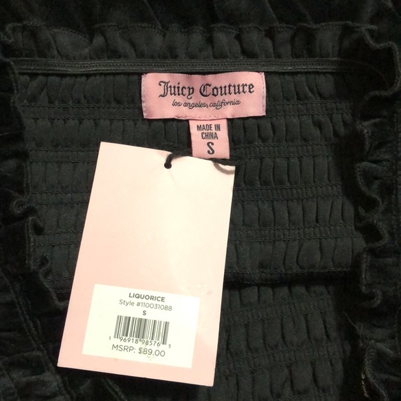 Juicy Couture Black Strapless Velour Pull-on Mini Dress Women’s Size Small - Picture 7 of 8